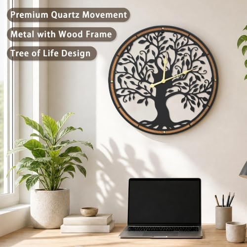 Micasso Large Wall Clocks Decorative: 18 Inch Tree of Life Battery Operated - Image 2