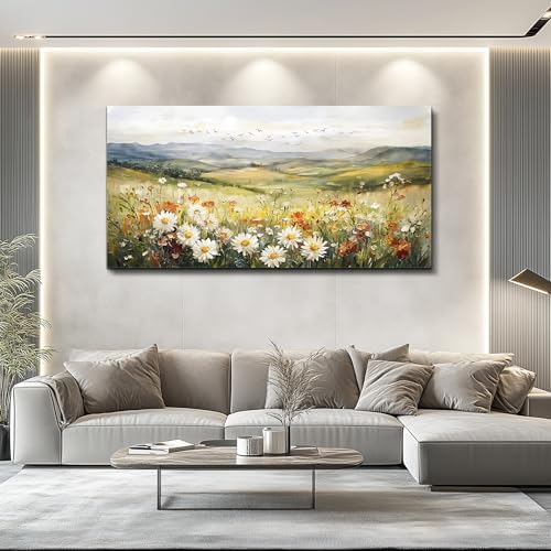FUHAIHUA Canvas Wall Art For Living Room Large Framed Wall Decor For Bedroom Modern Office Wall Decorations Prairie Flowers Landscape Painting Farmhouse Pictures Artwork Home Decor 20" x 40" - Image 3