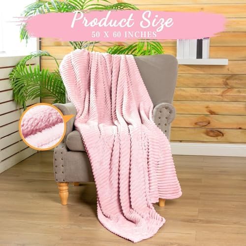 Buryeah 6 Pcs Flannel Blankets Bulk,Fall Outdoor Wedding, Light Pink - Image 2