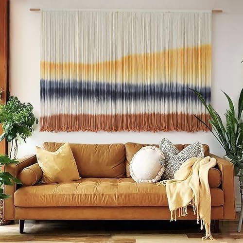 Flber Macrame Wall Hanging Extra Large Dip Dye Boho Wall Decor 57" W*35" L by FLBER