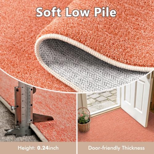 2x3 Orange/White Area Rug Washable Non-Slip Soft for Entryway Front Door - Image 5