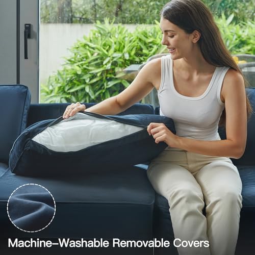 Belffin Modular Velvet Sectional Sofa with Chaise Lounge Sectional Sleeper Sofa with Storage Chaise Bed Couch for Living Room Blue - Image 6