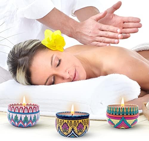 Bohemian Scented Candle for Christmas Thanksgiving Housewarming Gift, Set of 9 2.2oz Aromatherapy Candle for Stress Relief, Bohemian Tin Candle - Image 5