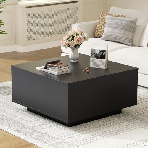 FABATO 31.5'' Lift Top Coffee Table Wood Center Table with Storage, Black - Image 4