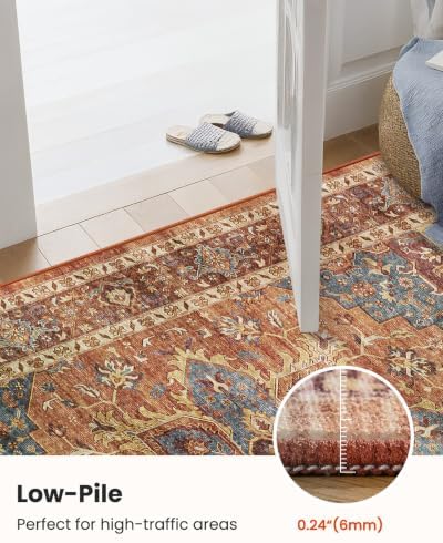 Amada Vintage Washable Area Rug,8'x10',Rust Red - Image 5