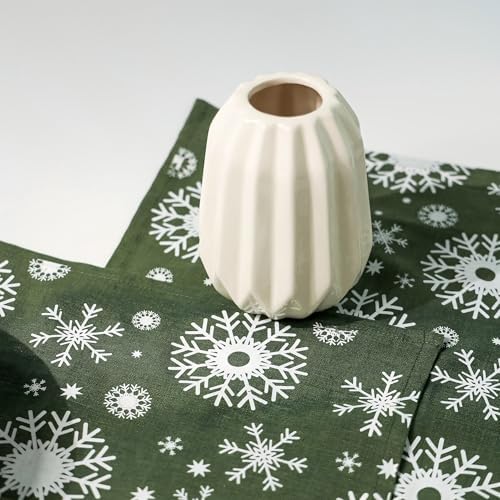 100% Pure Linen Christmas Napkins 15 x 15 Inch Snowflake Pattern - Set of 6 Pack, Green Dinner Cloth Napkin European Flax Natural Fabric Washable for Home and Kitchen - Image 5