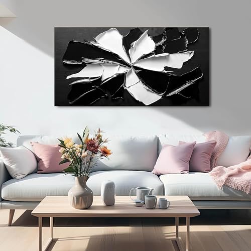 Abstract Wall Art Decoration Modern Wall Art Pictures for Living Room Abstract Canvas Art Wall Decor Minimalist Black and White Wall Art Prints Flowers Artwork for Walls Office Home Decor 20"X40" - Image 2