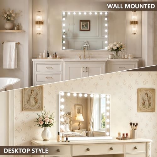 Ratsamee Hollywood Vanity Mirror with Lights, 21 Dimmable Bulbs, 3 Color Lights,Make Up Lighted Mirror, Aluminum Metal Frame, USB Charging Port（40" x 30"） - Image 4