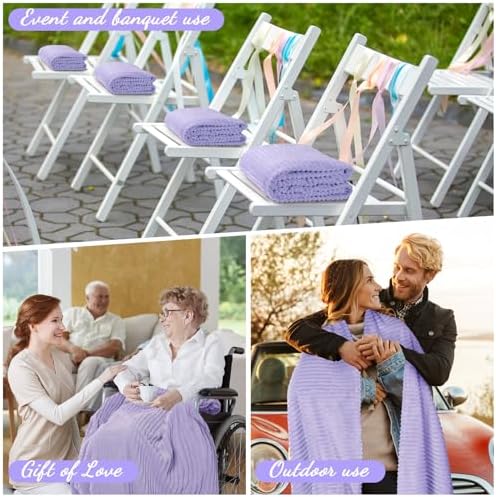 Buryeah 12 Pcs Flannel Blankets Bulk,Fall Outdoor Wedding, Light Purple - Image 5