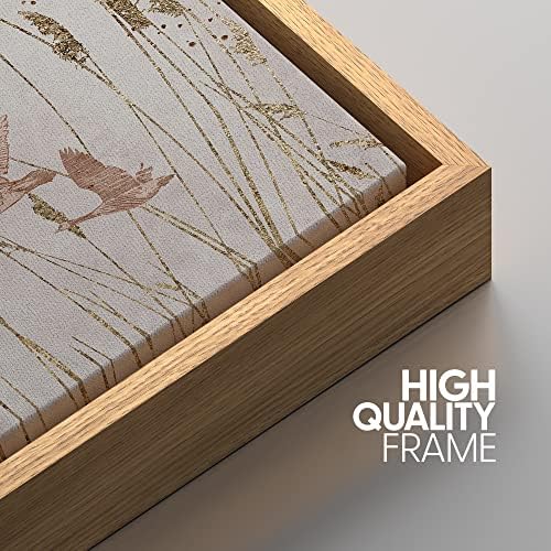 NWT Framed Canvas Print Wall Art Crane Bird Wheat Field Sunlight Nature Wilderness Illustrations Modern Art Decorative Landscape Rustic Zen Colorful for Living Room, Bedroom, Office - 16"x24" Natural - Image 4