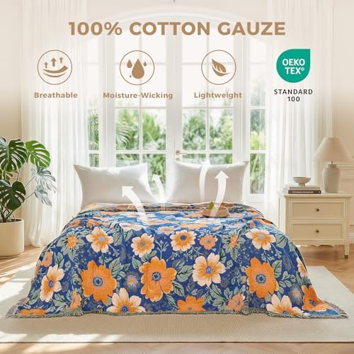 LUTBM Boho Throw Blanket for Bed 60"x80", All Season Cotton Couch Blankets - Image 2