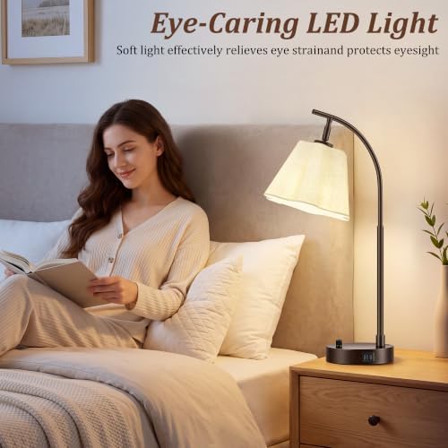 Table Lamps Set of 2, Stepless Dimmable Bedside Lamps with USB A&C Ports - Image 4