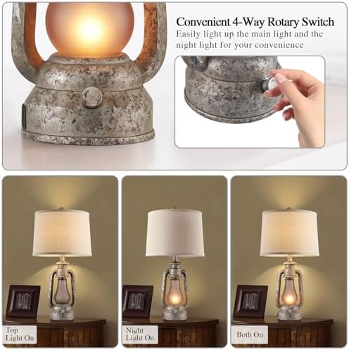 Farmhouse Rustic Table Lamps Set of 2, Iron Gray - Image 4
