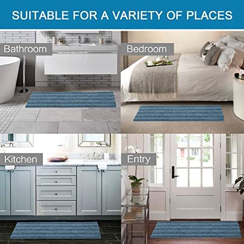 H.VERSAILTEX Bathroom Rugs Bath Mat Runner Rug Non Slip Kitchen Rug Extra Long Bath Rug Runners Oversized 59" x 20" Absorbent Washable Dry Fast Plush Area Rug for Bathroom/Bedroom - Stone Blue - Image 6