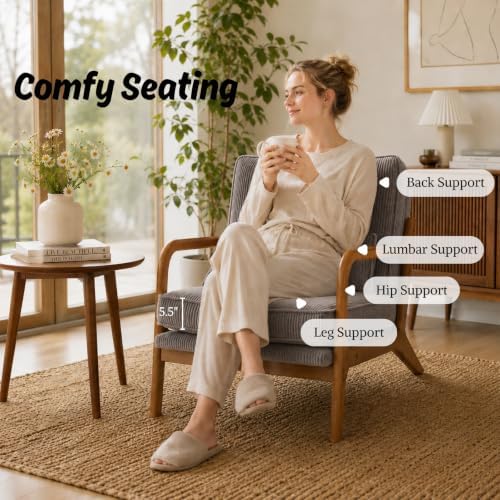 Karl home Mid-Century Modern Accent Reading Chair, Grey - Image 3
