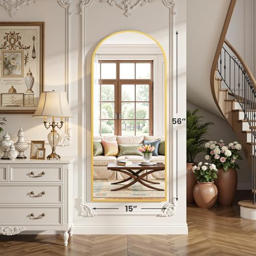 OLIXIS 56"x15.5" Arched Full Length Gold Mirror for Bedroom - Image 2