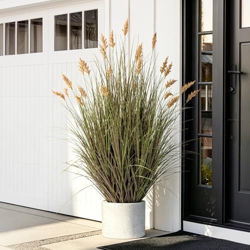 Lifelike Faux Plastic plantas Synthetic Pampas Grass Indoor Outdoor Realistic Floor Plants pet Friendly Fake Grass for Home Office Wedding Patio Front Artificial Grass Decor Housewarming Gift by Unknown