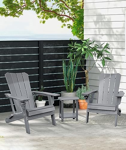 Adirondack Square Outdoor Side Table,2-Tier Storage Patio Side Table, HDPE End Tables for Backyard Pool Porch Garden Lawn - Image 7