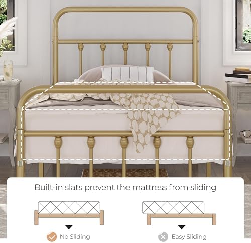 Yaheetech Twin Metal Platform Bed Frame, Victorian Headboard & Footboard - Image 4