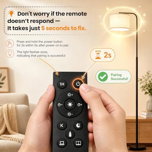 Arc Floor Lamp with Remote and Dimmable Black lamps for Living Room - Image 5
