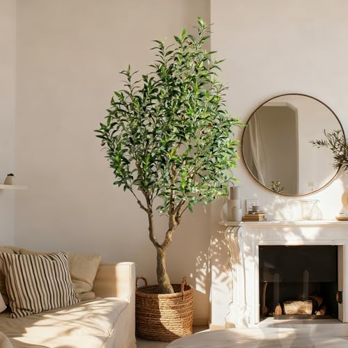Erimda 6FT Faux Olive Tree with Tall Exquisite Planter Artificial Olive Tree Tall, Potted Fake Olive Plant with 1260 Real Touch Leaves, Indoor Outdoor Home Garden Office Decor - Image 4