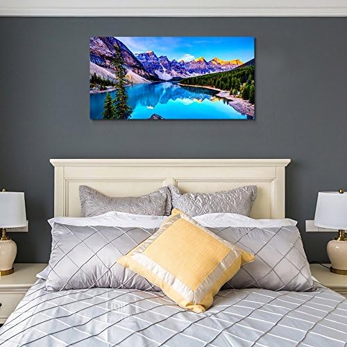 Haichuang Decor Art Moraine Lake Canvas Wall Art 57x28 Inches Framed Rocky Mountain Lake Wall Decor Wood Frame Waterproof HD Giclee Print Ready to Hang Nature Artwork for Living Room Bedroom Office - Image 5