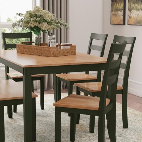 Signature Design by Ashley Gesthaven Dining Table Set with 4 Chairs and Bench, Kitchen Dining Room Furniture Set, Casual Wood Veneer Tops, Green, Light Brown, 36" W x 60" D - Image 2