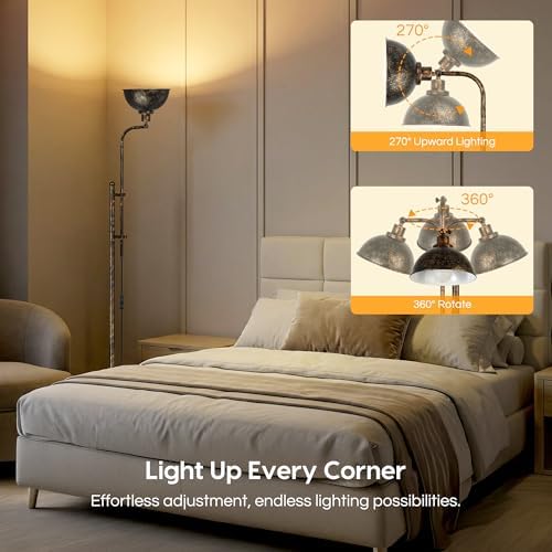 Floor Lamp, Industrial Modern Standing Lamp with Remote Control, 71" Height Adjustable, Aged Black Finish Rustic Farmhouse Tall Reading Lamp for Bedroom, Over Couch Arched Reading Light - Image 2