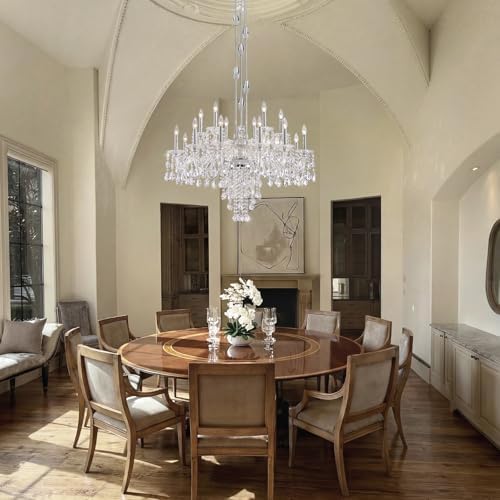 18-Light Large Crystal Candle Chandelier, Vintage Maria Theresa Chandelier for Foyer, Staircase & High Ceiling Living Room, Chrome, E12 Base - Image 3