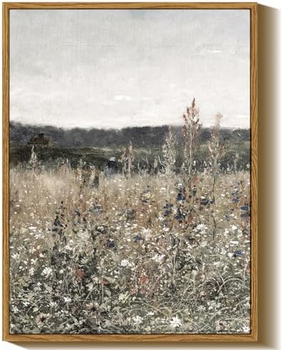 InSimSea Framed Wall Art Vintage Decor, Wildflower Field Meadow, 12x16In by InSimSeaArt