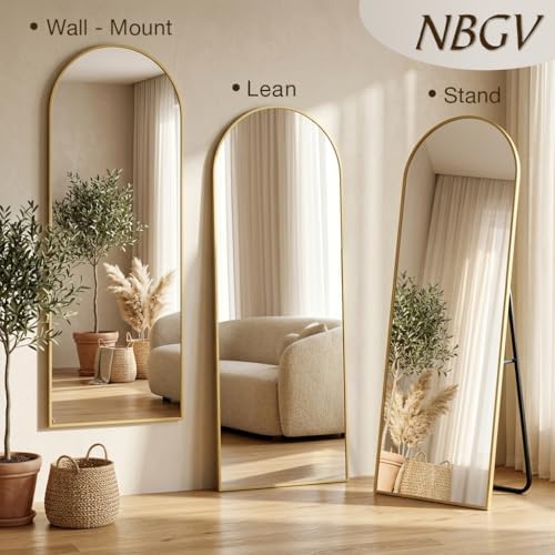 70"x27" Floor Mirror Full Length, Arched Full Length Mirror with Stand, Large Full Body Mirrors for Bedroom Living Room or Cloakroom Gold - Image 3