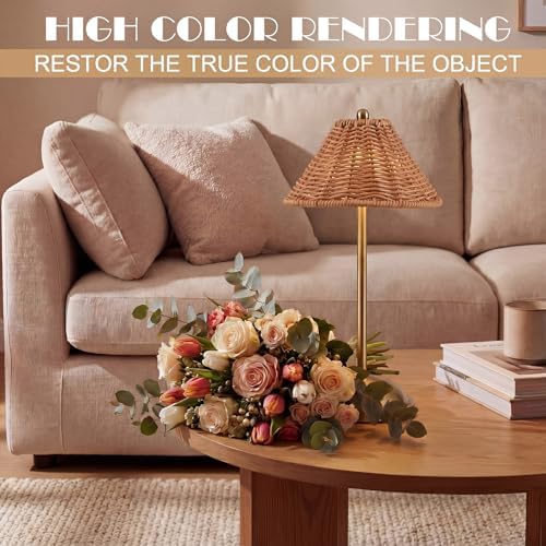8 Pack Rattan Wicker Cordless Table Lamps LED Rechargeable - Image 4