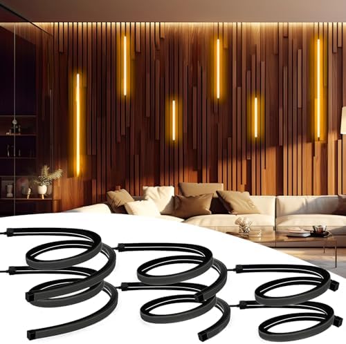 SHUNLEE Black Neon LED Recessed Lighting for Acoustic Panels, 6 Rolls WiFi 2700K Warm White Slat Wall Lights with Alexa & Remote, Flexible Neon LED Strip Lights for Acoustic Wall (2*44+2*28+2*20 in) by Unknown