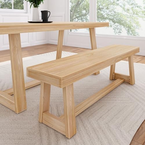 Plank+Beam Classic Dining Bench, 60 Inch, Blonde Wirebrush by PlankBeam