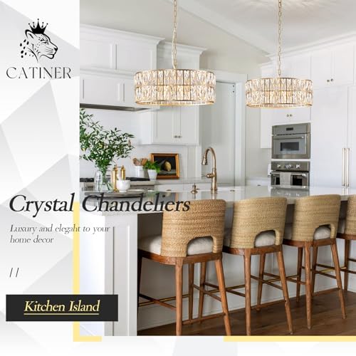 CATINER Gold Crystal Chandelier 18" 6-Light Modern Semi Flush Pendant - Image 6