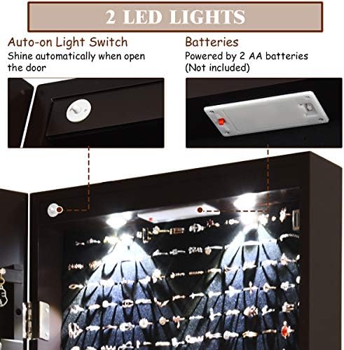 GIANTEX Wall or Door Mounted Jewelry Armoire with Full Length Mirror, 47.5" - Image 5