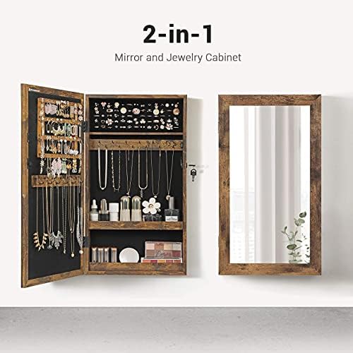 SONGMICS Lockable Jewelry Cabinet Armoire with Mirror, Wall-Mounted - Image 2