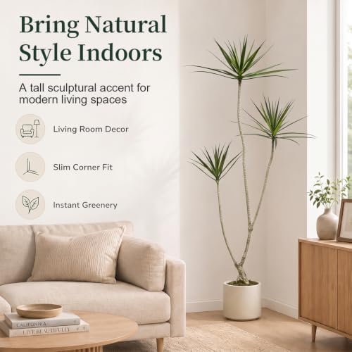 6ft Dracaena Marginata Artificial Tree, 3-Heads Faux Dragon Tree - Image 5