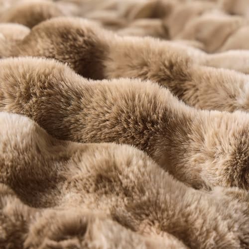 BENVWE Fluffy Faux Fur Throw Blanket for Couch - Soft, Plush, Thick, Cozy, Fuzzy Luxury Minky Bubble Blanket for Home Living Room Decor, Gifts for Women, Tie-dye Brown, 51" x 63", 1100GSM - Image 6