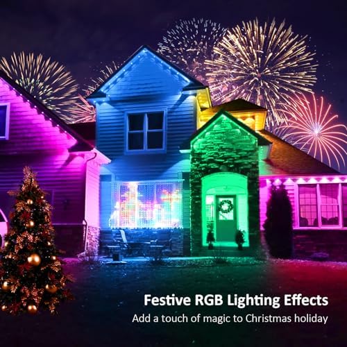 IVRICH 500FT Permanent Outdoor Lights, Smart RGB Eave Light with Color Changing, APP/Remote Control, IP67 Waterproof, Music Sync, Timer Function, for Christmas, Party, Holiday Decor - Image 4