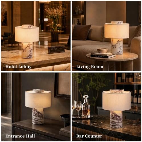 Plug-in Marble Table Lamp, Natural Stone Lamps Luxury Decorative Table Lamp - Image 3