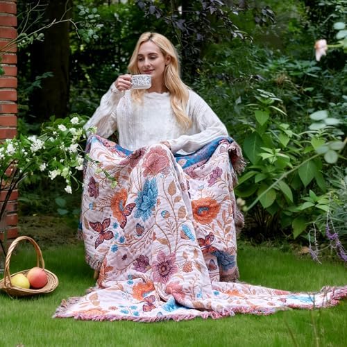 LUTBM Boho Throw Blanket for Couch 50"x60", Cotton Decorative Bed Throw - Image 2