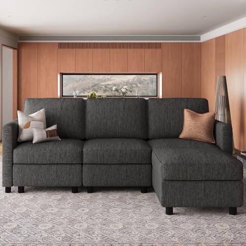 Belffin 84.3" 4 Seats L Shaped Couch Modular Sectional Sofa Washable Sectional Couches for Living Room Comfy Couches with Storage Seat Couch Sofas with Chaise,Dark Grey - Image 7