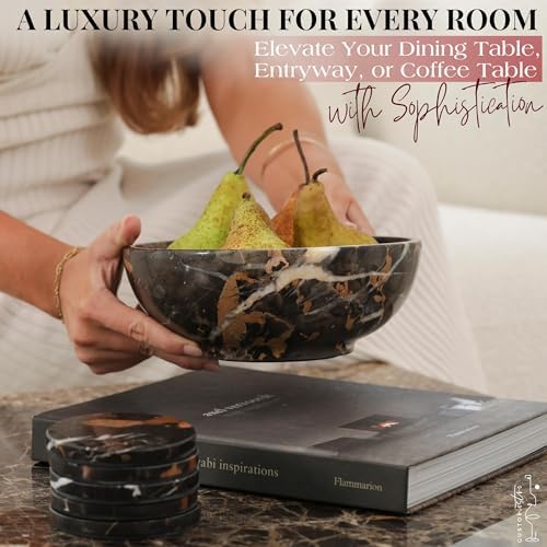 Gusto Nostro 8" Luxury Black Marble Decorative Bowl for Coffee Table - Elegant Decorative Fruit Bowl for Kitchen Counter - Heavy Stone Entryway Catch All for Keys, Potpourri Holder Centerpiece, Medium - Image 4