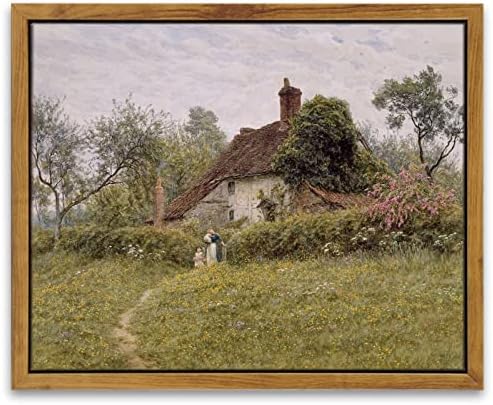 InSimSea Framed Canvas Wall Art Vintage Decor, Classical Landscape Watercolour Painting Canvas Prints Rustic Room Wall Decor Living Room Badroom Farmhouse Bathroom Decorations, 8"x10" by InSimSeaArt