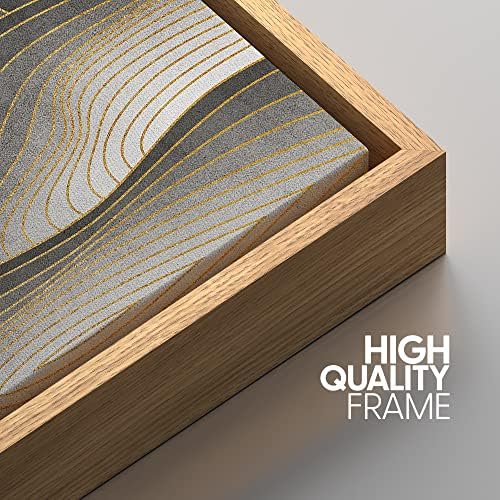 NWT Framed Canvas Print Wall Art Geometric Gold Wave Mountain Nature Wilderness Illustrations Modern Art Decorative Landscape Rustic Zen Colorful for Living Room, Bedroom, Office - 24"x36" Natural - Image 4