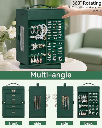 AKOZLIN 6-Tier Jewelry Box Organizer 5 Drawers Storage M-L Green - Image 4