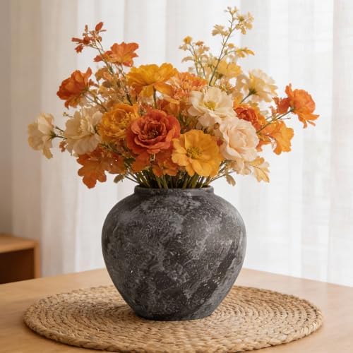 Rustic Ceramic Vintage Farmhouse Vase for Decor (Large Brush Black) - Image 2