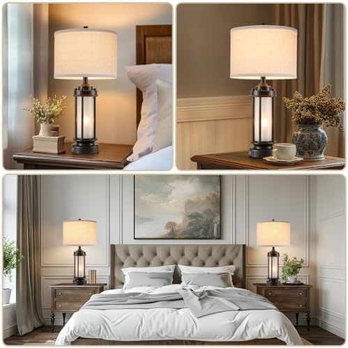 AIEAMPDO 25'' Set of 2 Modern Table Lamps for Bedroom with 2 USB C+A Ports - Image 3