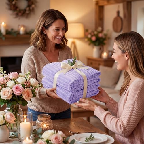 Buryeah 24 Pcs Flannel Blankets Bulk,Fall Outdoor Wedding, Light Purple - Image 6
